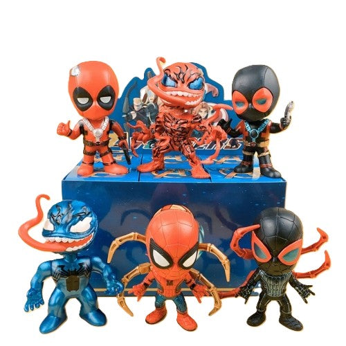 6 Venom, Spider-Man, and Deadpool Blind Boxes (10cm)